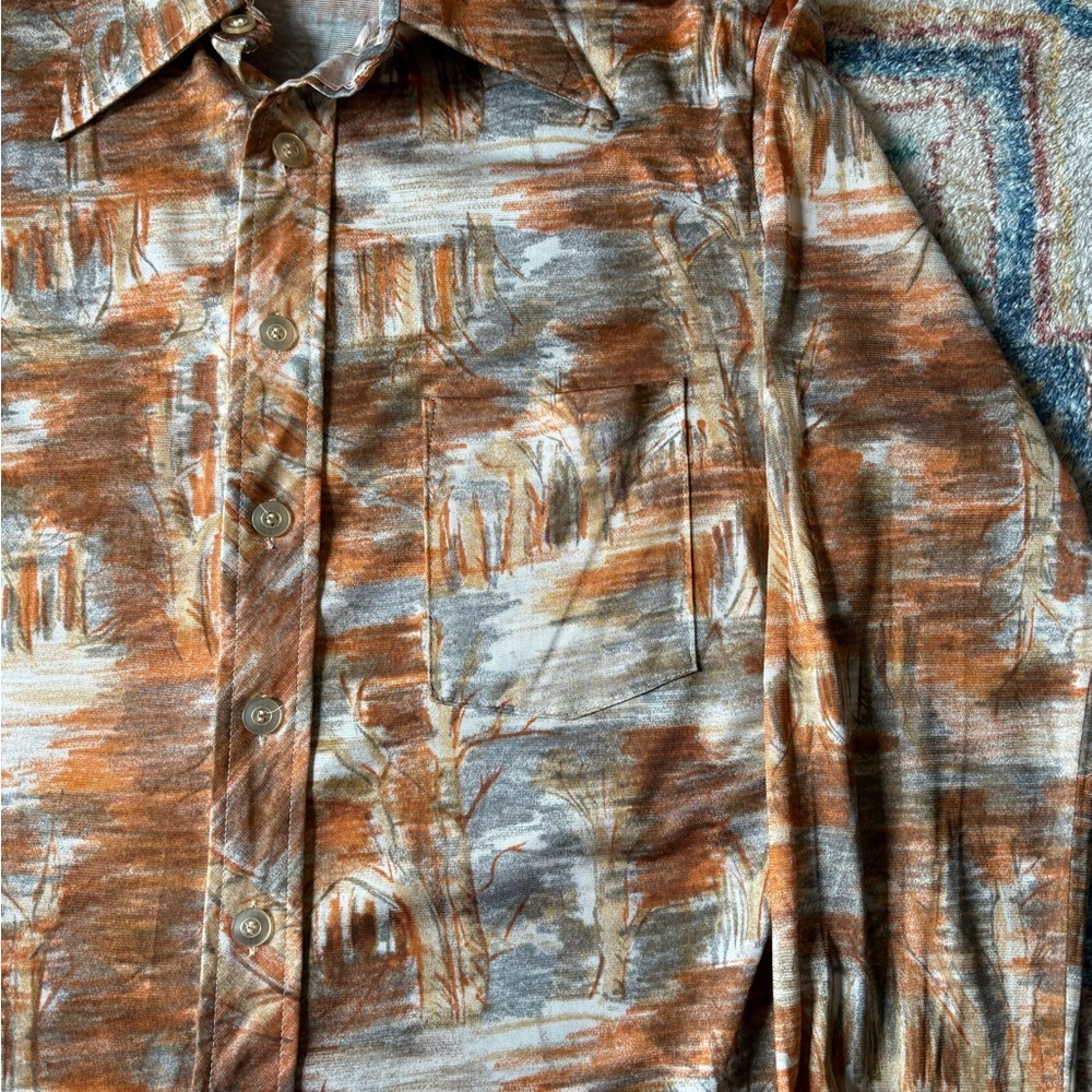 Vintage 70s Lancer Abstract Print Button-up Shirt Large - Picture 4 of 4